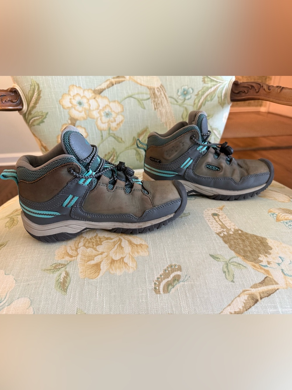 KEEN Kids' Gray & Teal Hiking Boots